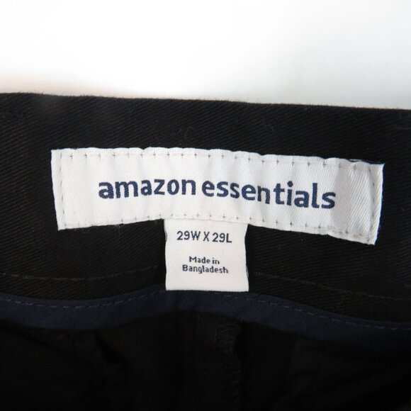 Amazon Essentials Mens Black Slim-Fit Dress Pants 29x29 Flat-Front NWT - Picture 3 of 4